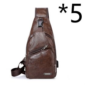 Casual Fashion Men's USB Charging Chest Bag (Option: 5pcs Coffee)