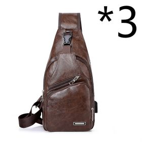 Casual Fashion Men's USB Charging Chest Bag (Option: 3pcs Coffee)
