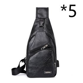 Casual Fashion Men's USB Charging Chest Bag (Option: 5pcs Black)