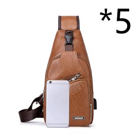 Casual Fashion Men's USB Charging Chest Bag (Option: 5pcs Light Brown)