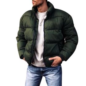 Coat Stand-up Collar Downcotton-padded Jacket Thickened Men's Cotton Jacket (Option: Army Green-5XL)